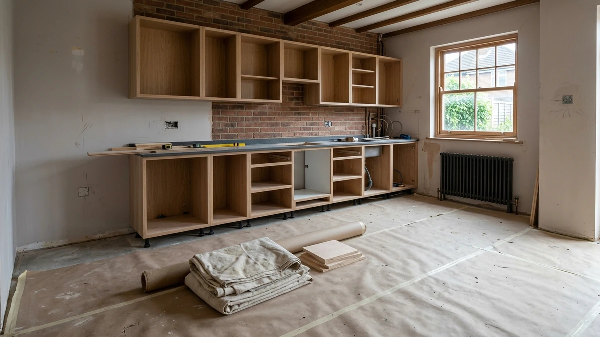 Las Vegas kitchen remodel mid transformation with new cabinet boxes installed